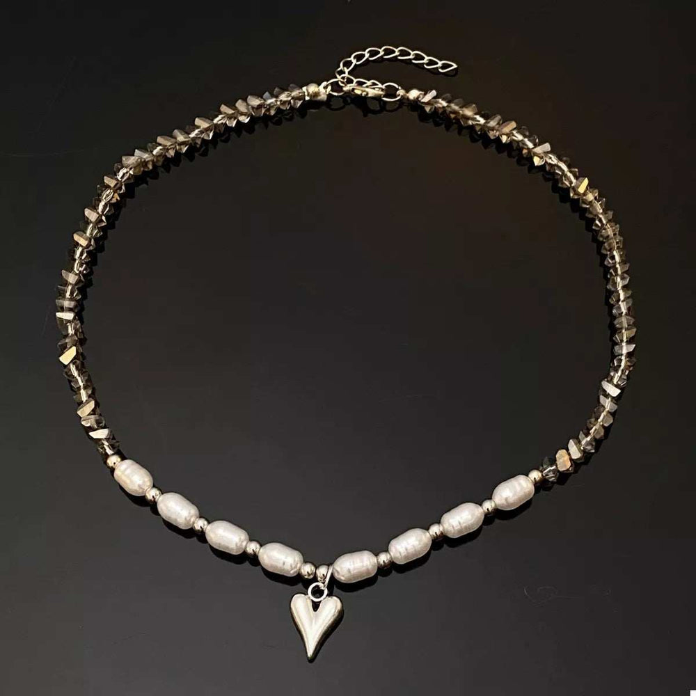 Pearl & Heart Pendant Necklace - Trendsi - Flyclothing LLC
