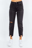 American Bazi High Waist Distressed Cropped Straight Jeans - Trendsi - Flyclothing LLC