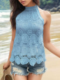 Lace Tied Mock Neck Tank - Trendsi - Flyclothing LLC