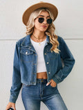 Button Up Long Sleeve Denim Jacket - Trendsi - Flyclothing LLC