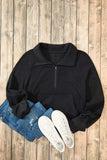 Half Zip Long Sleeve Sweatshirt - Trendsi - Flyclothing LLC