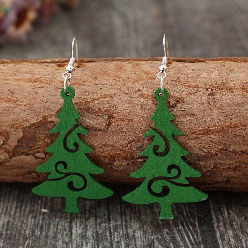 Christmas Tree Wooden Earrings - Trendsi - Flyclothing LLC