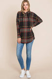 BOMBOM Drawstring Plaid Long Sleeve Hoodie - Trendsi - Flyclothing LLC