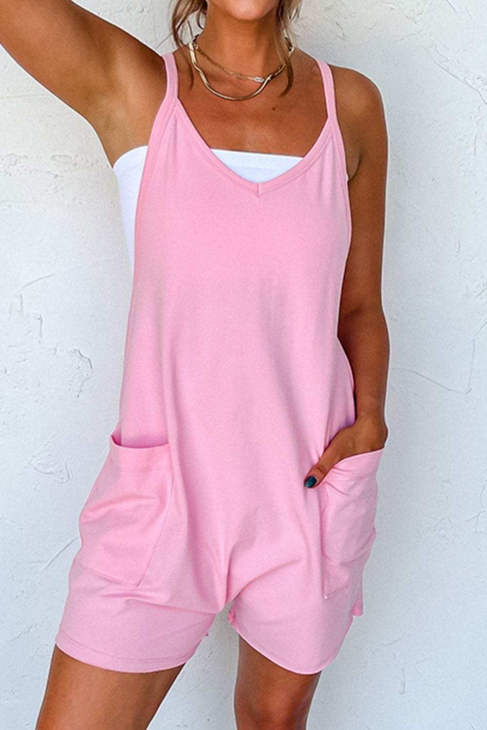 Sleeveless Romper with Pockets - Trendsi - Flyclothing LLC