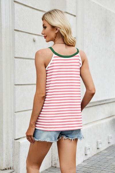 Contrast Striped Round Neck Cami - Trendsi - Flyclothing LLC