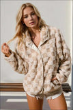 Double Take Checkered Long Sleeve Fuzzy Jacket - Trendsi - Flyclothing LLC