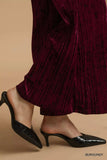Umgee Velvet Pleated Wide Leg Pants - Trendsi - Flyclothing LLC