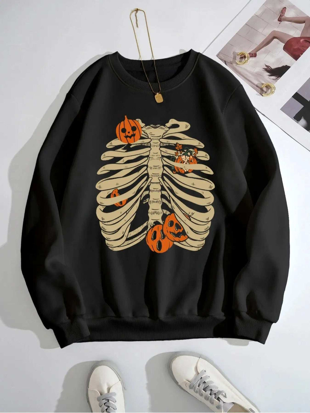 Halloween Skeleton Long Sleeve Sweatshirt - Trendsi - Flyclothing LLC