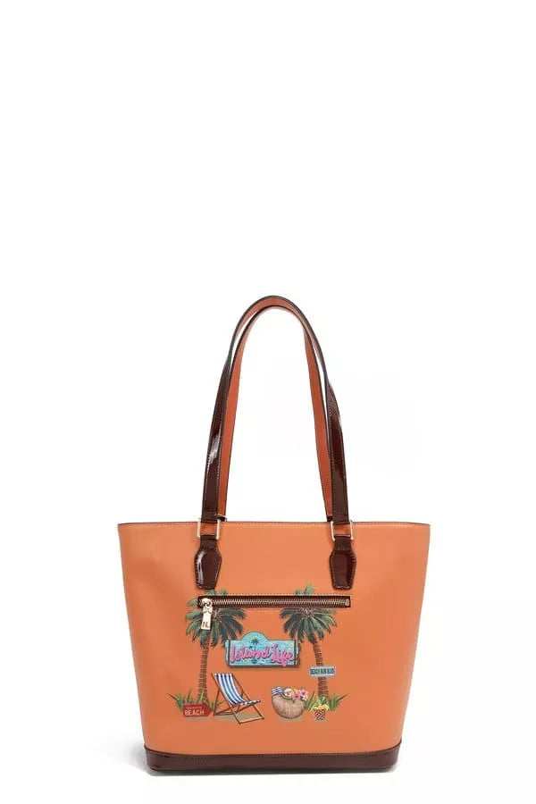 Nicole Lee USA Tropical Beach House Print Shopper Bag - Trendsi - Flyclothing LLC