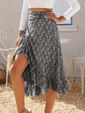 Printed Ruffled Midi Skirt - Trendsi - Flyclothing LLC