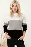 Striped Color Block Long Sleeve Knit Top - Trendsi - Flyclothing LLC