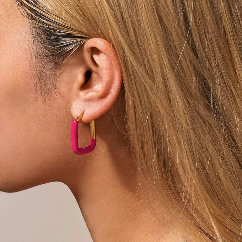 Stainless Steel Drip Oil Contrast Earring - Trendsi - Flyclothing LLC