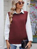 Buttoned Round Neck Sweater Vest - Trendsi - Flyclothing LLC