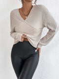 Surplice Dropped Shoulder Long Sleeve T-Shirt - Trendsi - Flyclothing LLC