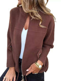 Full Size Textured Knit Zip Up Outerwear Plus Size - Trendsi - Flyclothing LLC
