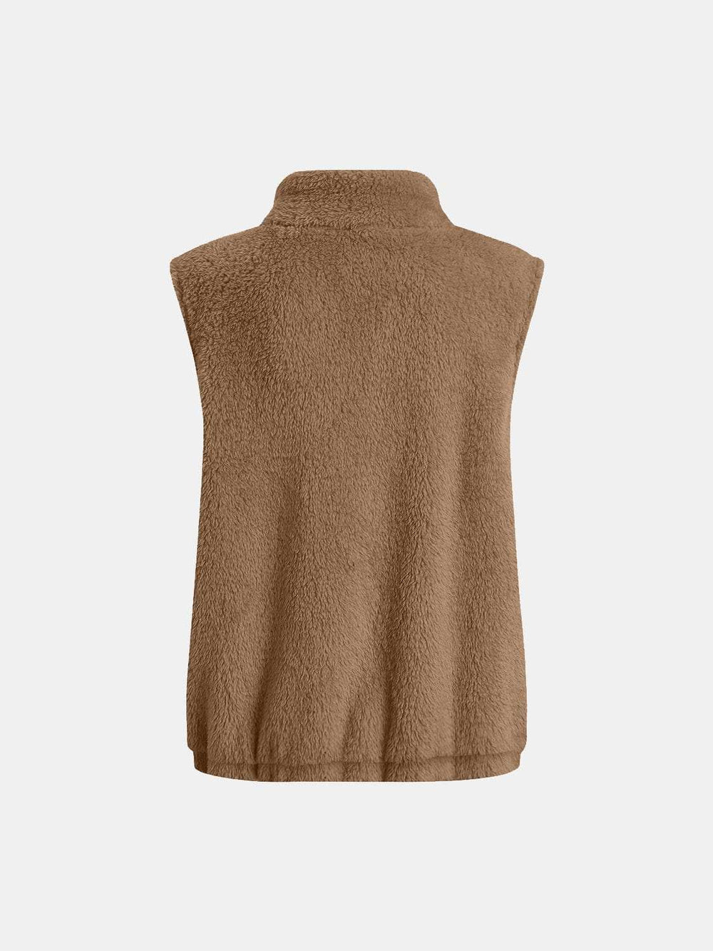 Full Size Fuzzy Zip Up Vest Coat with Pockets - Trendsi - Flyclothing LLC