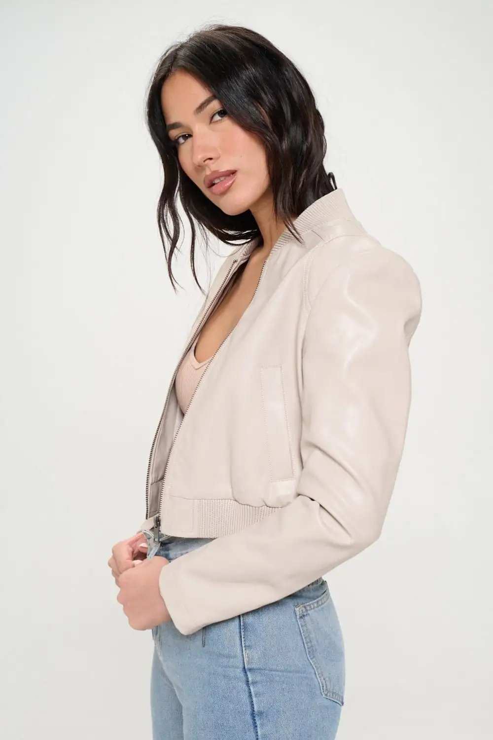 Coalition LA Zip Up Cropped Bomber Jacket - Trendsi - Flyclothing LLC