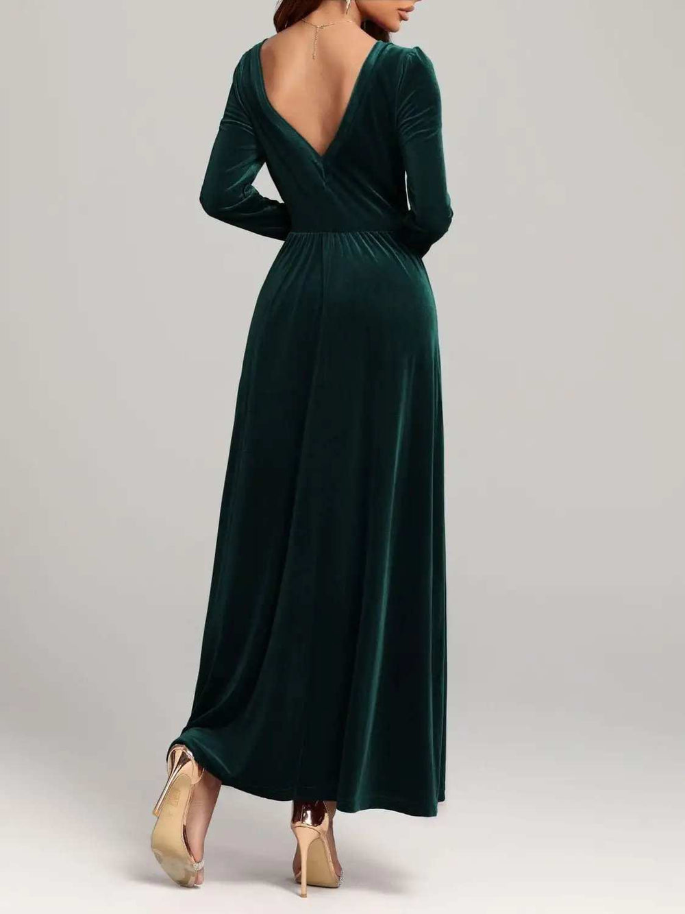 Velvet Square Neck Long Sleeve Dress - Trendsi - Flyclothing LLC