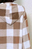 Plaid Half Button Long Sleeve Hoodie - Trendsi - Flyclothing LLC