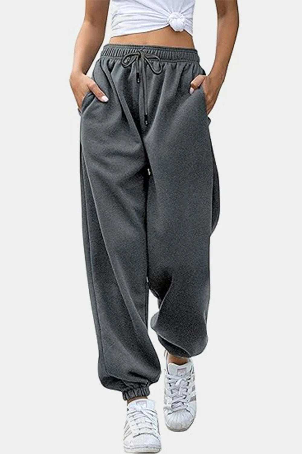 Elastic Waist Joggers with Pockets - Trendsi - Flyclothing LLC
