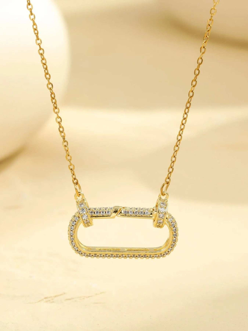 Stainless Steel Zircon Rectangle Pendant Necklace - Trendsi - Flyclothing LLC