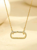Stainless Steel Zircon Rectangle Pendant Necklace - Trendsi - Flyclothing LLC