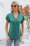 V-Neck Flutter Sleeve T-Shirt - Trendsi - Flyclothing LLC