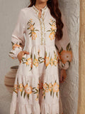 Printed Long Sleeve Midi Dress - Trendsi - Flyclothing LLC