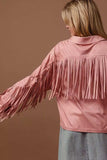 BiBi Suede Fringe Long Sleeve Jacket - Trendsi - Flyclothing LLC