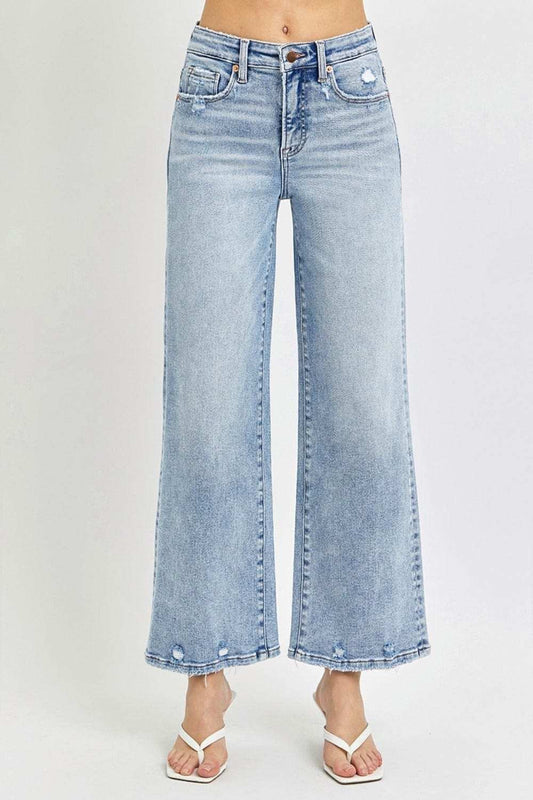 RISEN Full Size Tummy Control High Rise Crop Wide Leg Jeans - Trendsi - Flyclothing LLC