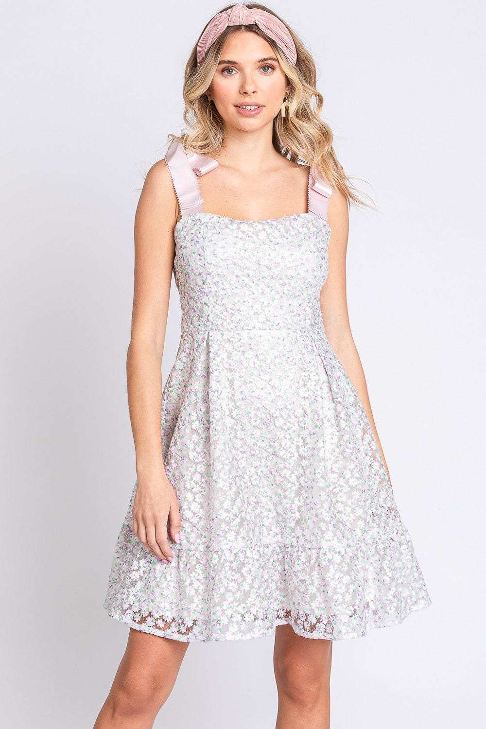GeeGee Mesh Floral Embroidered Sleeveless Dress - Trendsi - Flyclothing LLC