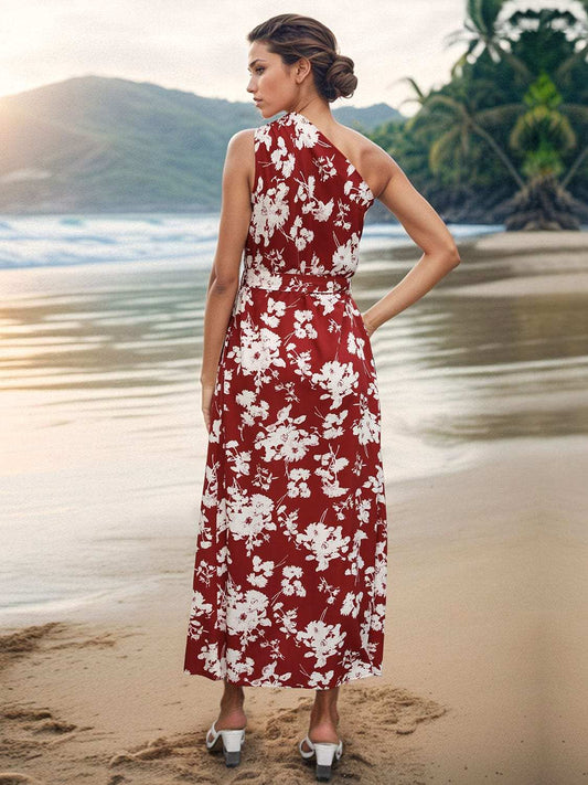Printed Single Shoulder Sleeveless Dress - Trendsi - Flyclothing LLC