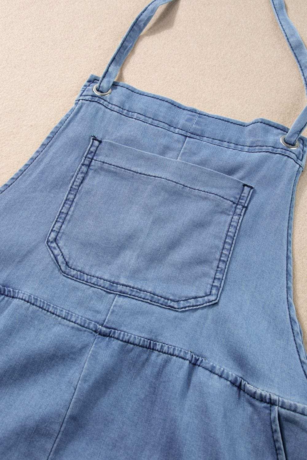 Square Neck Denim Overalls with Pockets - Trendsi - Flyclothing LLC