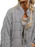 Full Size Zip Up Quilted Bomber Jacket Plus Size - Trendsi - Flyclothing LLC