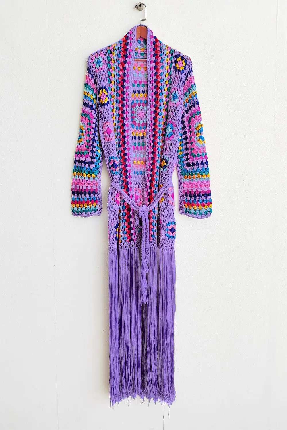 Fringe Tied Long Sleeve Cardigan - Trendsi - Flyclothing LLC