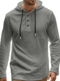 Men's Full Size Drawstring Button Detail Long Sleeve Hoodie Plus Size - Trendsi - Flyclothing LLC