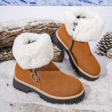 Fuzzy Ankle Boots with Zipper Detail - Trendsi - Flyclothing LLC
