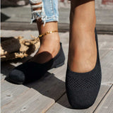 Square Toe Solid Color Mesh Slip-Ons - Trendsi - Flyclothing LLC