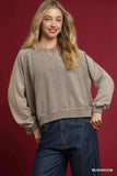 Umgee Mineral Wash French Terry Sweatshirt - Trendsi - Flyclothing LLC