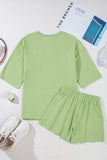 Loose V Neck Half Sleeve Tee and Drawstring Shorts Plus Size - Trendsi - Flyclothing LLC