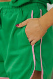 Two Tone Contrast Textured Crewneck Tee and Shorts Set - Trendsi - Flyclothing LLC