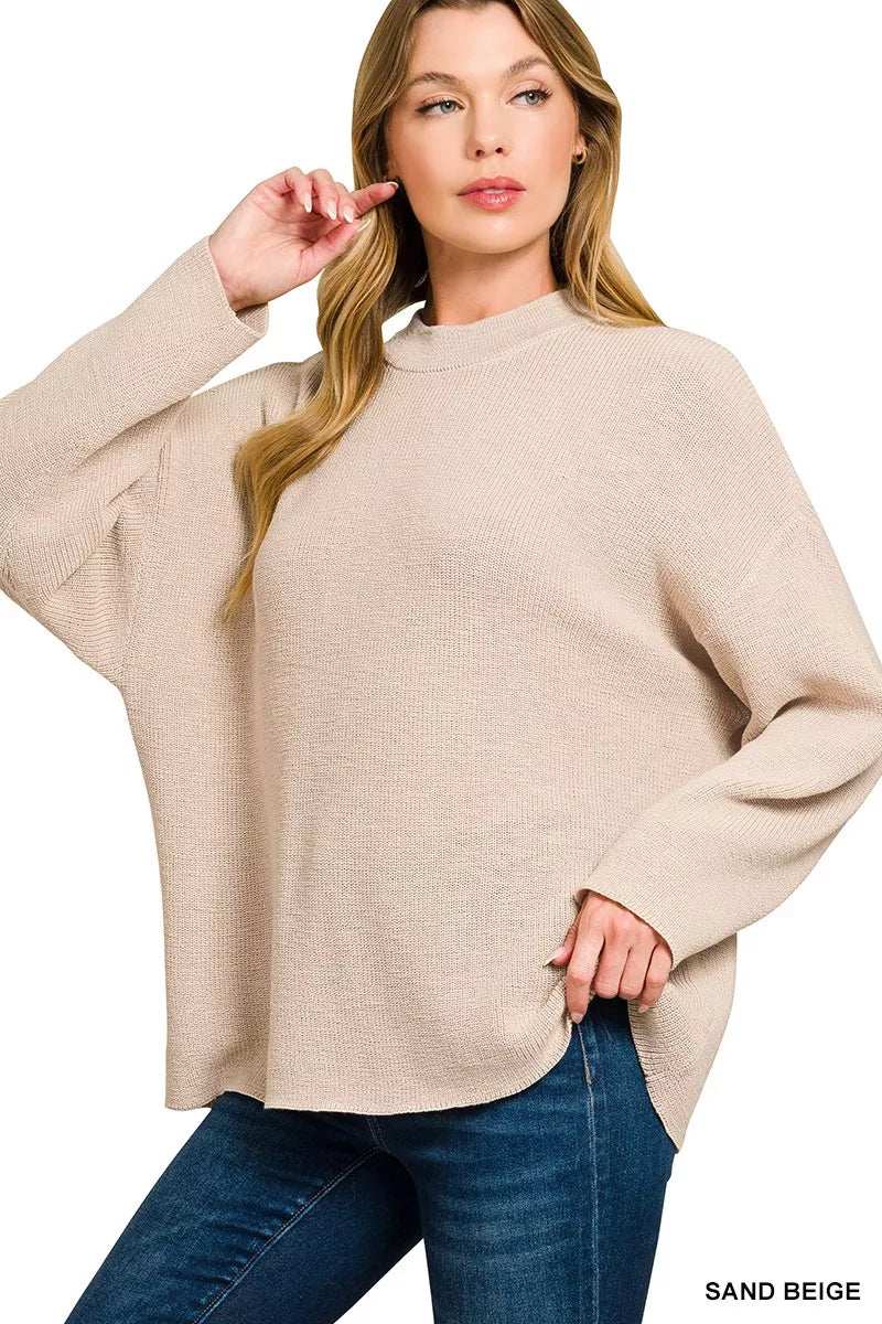 Zenana Round Neck Knit Top and Shorts Sweater Set - Trendsi - Flyclothing LLC
