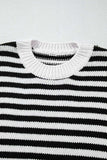 Striped Round Neck Long Sleeve Sweater - Trendsi - Flyclothing LLC
