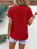 Textured Solid Color Short Sleeve Top - Trendsi - Flyclothing LLC