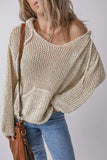 Openwork Dropped Shoulder Hooded Knit Top - Trendsi - Flyclothing LLC