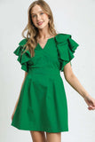 Umgee Double Ruffle Sleeve Fit and Flare Dress - Trendsi - Flyclothing LLC