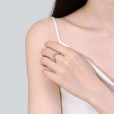 925 Sterling Silver Moissanite V Shape Ring - Trendsi - Flyclothing LLC
