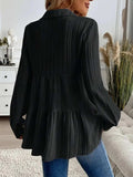 Striped Button-Down Tiered Shirt - Trendsi - Flyclothing LLC