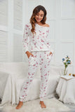 Flamingo Long Sleeve Top and Pants Lounge Set - Trendsi - Flyclothing LLC