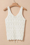 Hollowed Knit V Neck Drawstring Sweater Vest - Trendsi - Flyclothing LLC